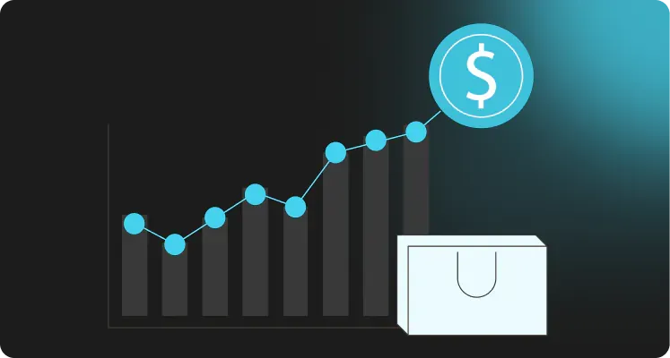 Rising sales chart with a dollar sign