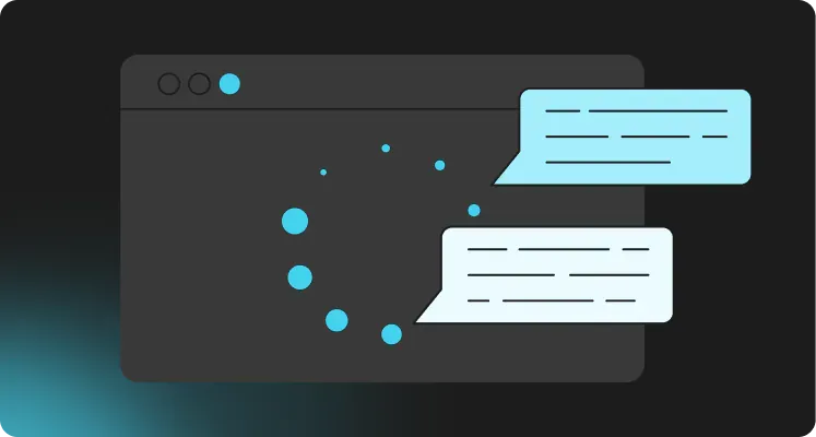 Chat bubbles answering common questions
