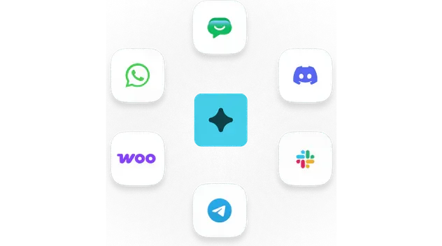 Agent connected to WhatsApp, Slack, WooCommerce and Telegram